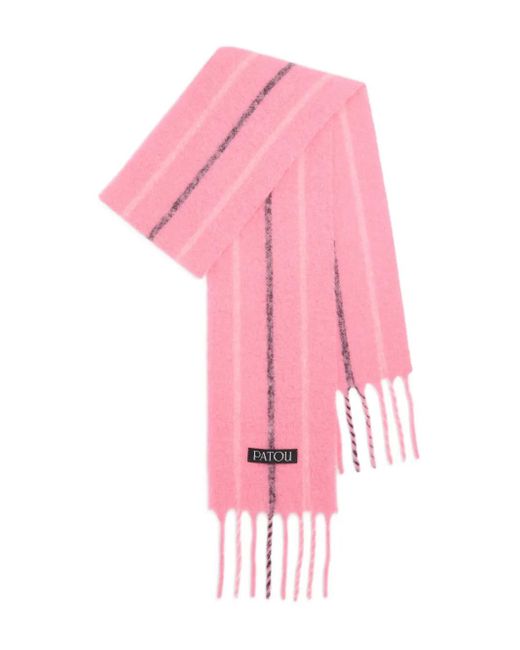 Sciarpa A Righe Con Frange di Patou in Pink