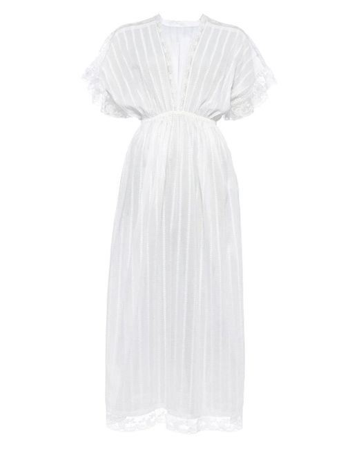 Eres White Douceur Lace-trim Nightdress