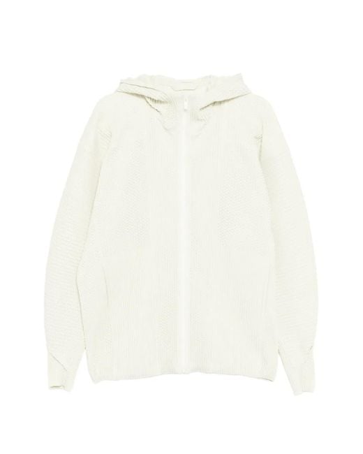 Homme Plissé Issey Miyake White Wickerwork Pleated Jacket for men
