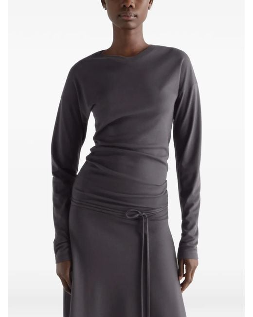 Lemaire Blue Fluid Long-Sleeve Dress