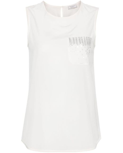 Peserico White Sequin-embellished Top