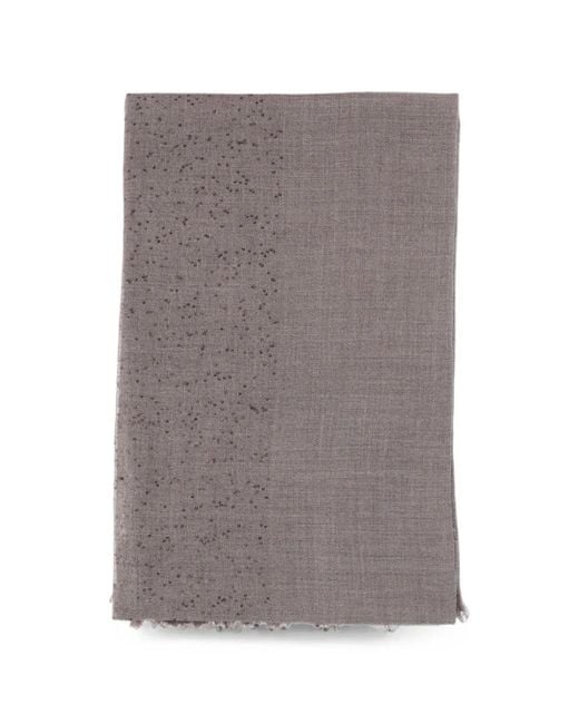 Faliero Sarti Gray Sequin-Embellished Fringed Scarf