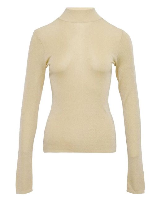 Self-Portrait Natural Mock-Neck Top