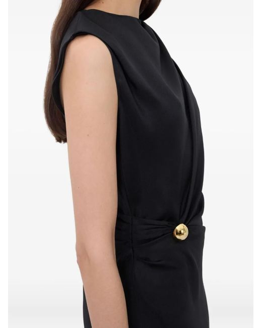 Loulou de Saison Roan Zijden Jurk Met Metalen Ornament in het Black