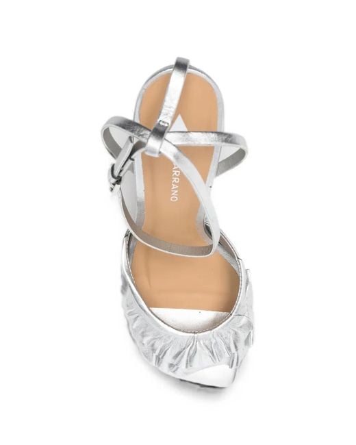 Carrano White Ruffled Buckled Sandals