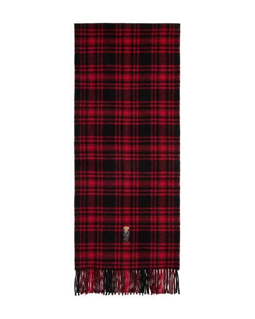 Polo Ralph Lauren Red Polo Bear Plaid Scarf