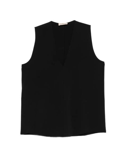 Blanca Vita Black V-Neck Sleeveless Blouse