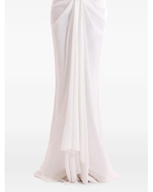 Gemy Maalouf White Draped Long Skirt