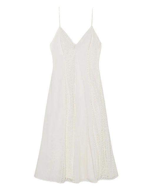 Jonathan Simkhai White Mina Lace-Insert Midi Dress