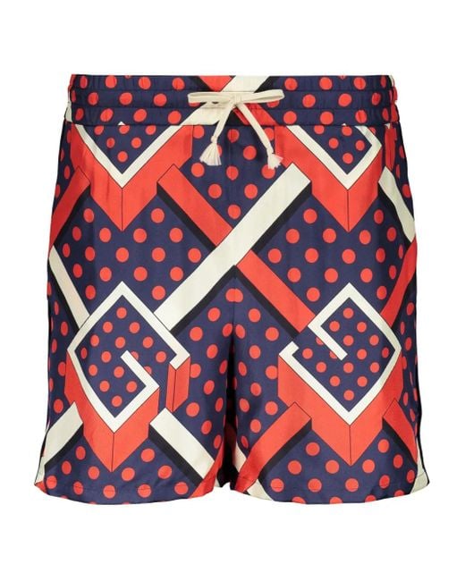 Gucci Red G Dot Labyrinth-Print Shorts