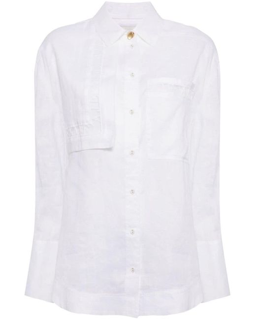 Aje. White Logo-embroidered Linen Shirt