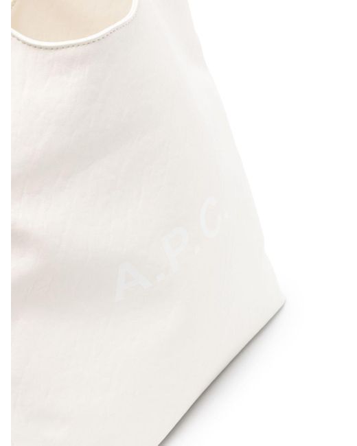 A.P.C. White Small Ninon Logo-print Tote Bag
