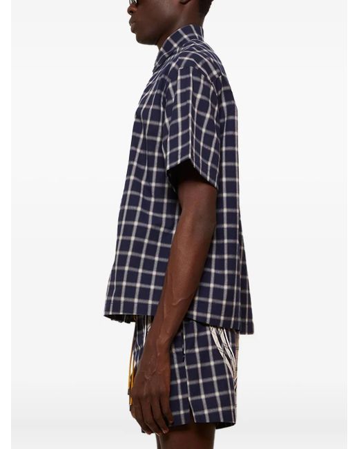 Rhude Blue Checked-Pattern Shirt for men