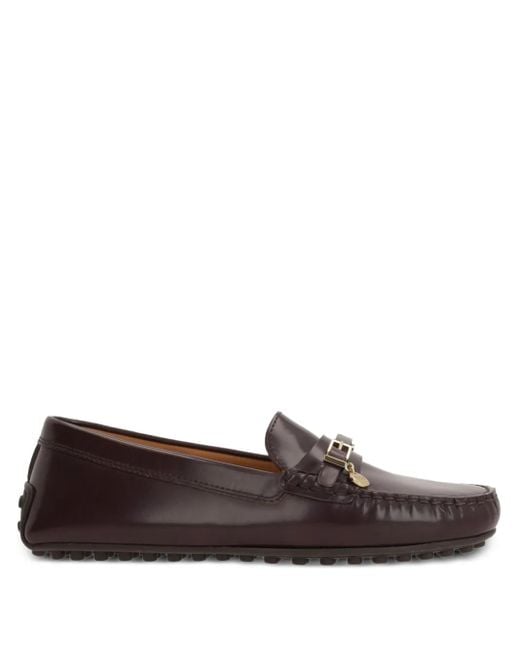 Tod's Brown Buckle-Detail Leather Loafers