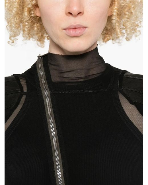 Rick Owens Black Shoulder-Panels Zip-Up Jacket