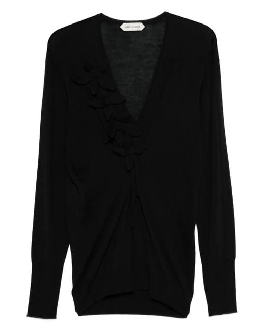 Cárdigan con apliques florales Alberta Ferretti de color Black