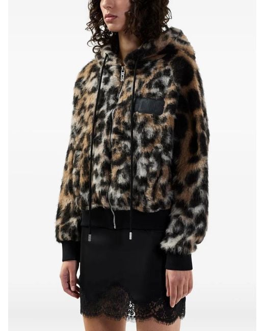 Gcds Black Hooded Animal-Pattern Jacket