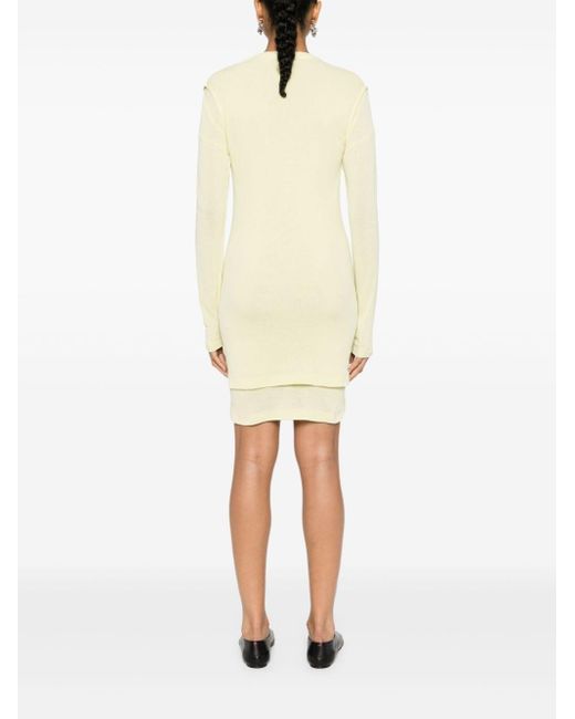 Lemaire Yellow Layered Knitted Mini Dress