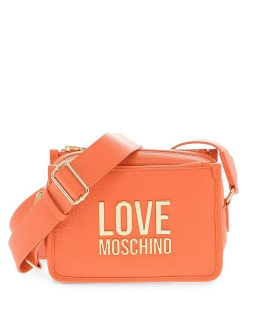 Love Moschino Orange Logo-Plaque Shoulder Bag