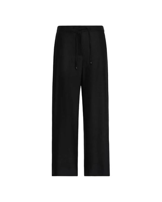 Max Mara Black Drawstring Wide-Leg Trousers