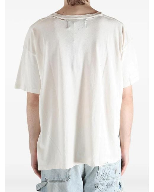 PALY White Graphic-Print Distressed T-Shirt