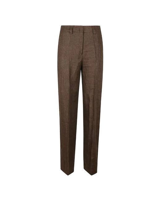 Incotex Brown Pressed-Crease Straight-Leg Trousers