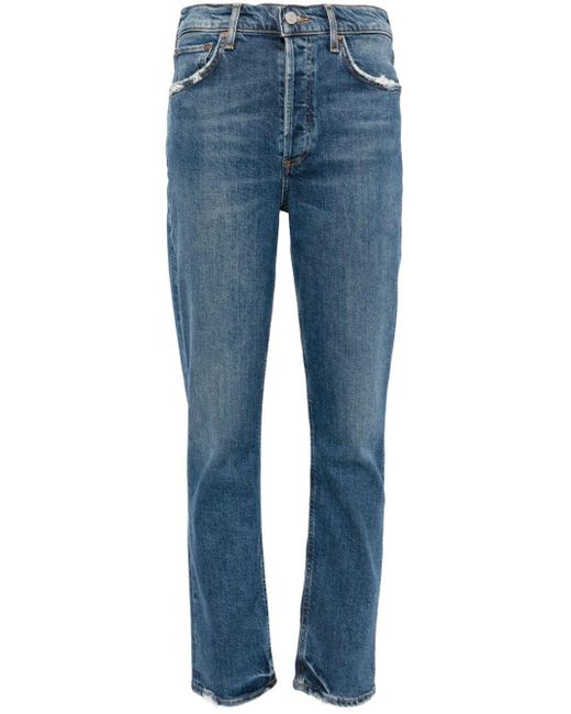 Agolde Blue Riley Straight-Leg-Jeans mit hohem Bund