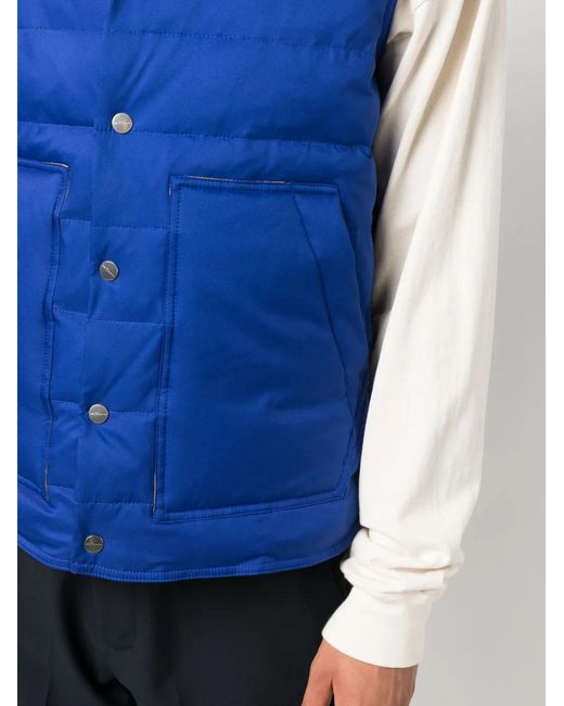 Kiton Blue Button-Up Padded Gilet for men