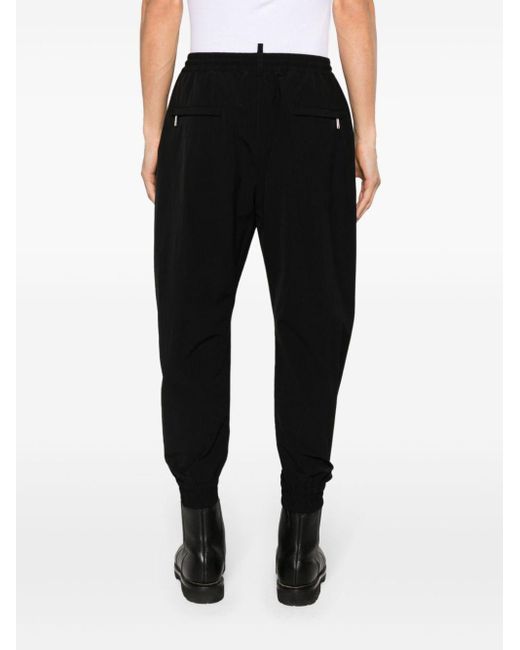 DSquared² Black Drawstring Tapered Trousers for men