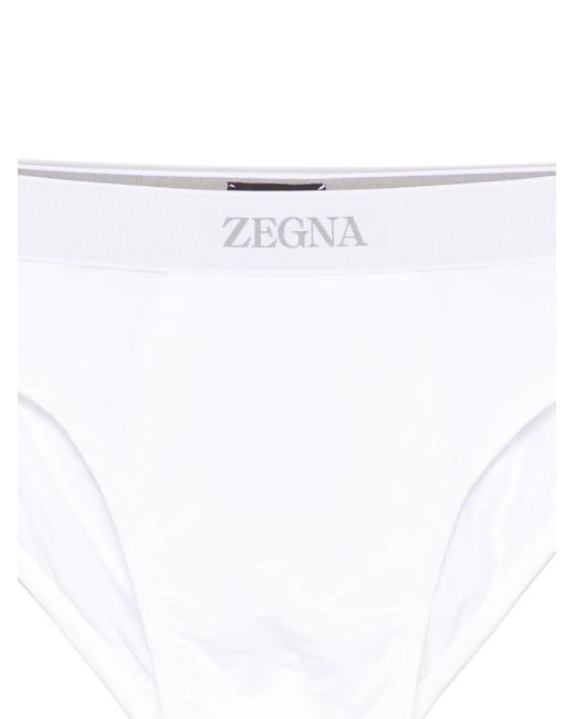 Zegna White Logo-Waistband Briefs for men