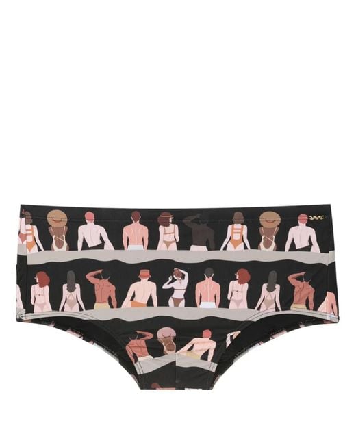 Amir Slama Black Graphic-Print Swim Trunks for men