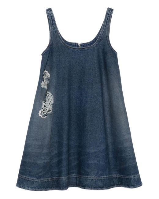 Simone Rocha Blue Distressed-Effect Denim Mini Dress