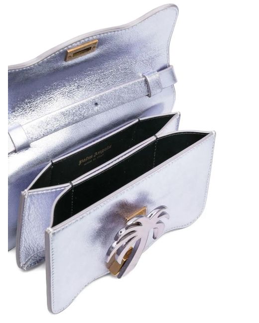 Palm Angels White Palm Beach Metallic-Effect Shoulder Bag