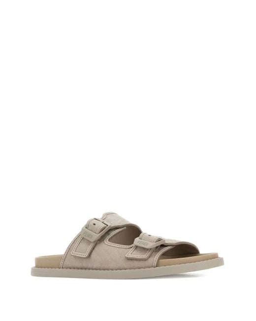 Fendi White Leather Flap Sandals for men