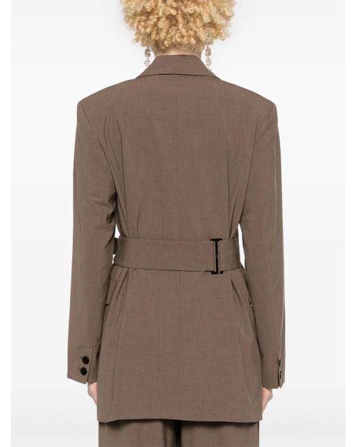 Ganni Brown Knot Detail Wrapped Blazer
