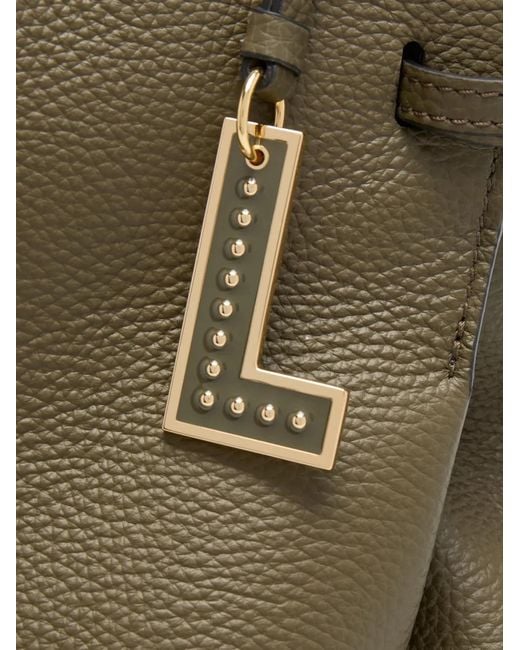 Lancel Metallic Swann Grained Leather Tote Bag