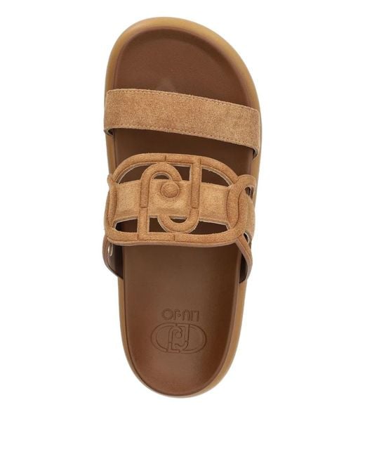Liu Jo Brown Double-Strap Slide Sandals
