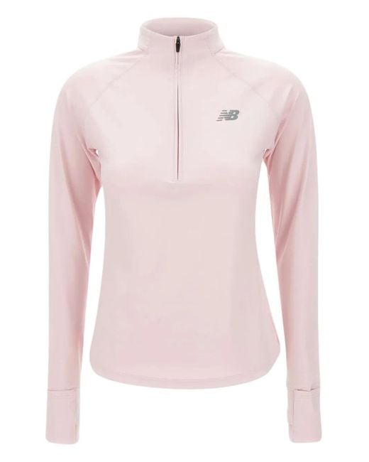 New Balance Pink Half-Zip Long-Sleeve Top