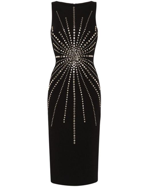 Nissa Black Studded Sleeveless Midi Dress