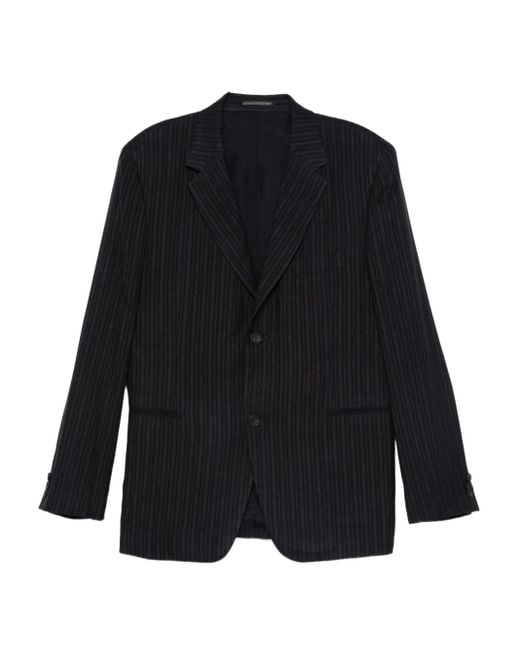メンズ Yohji Yamamoto ストライプ シングルジャケット Black
