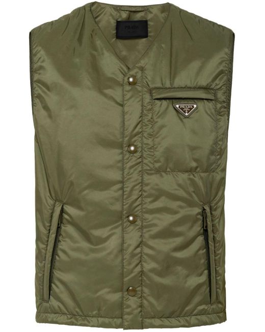 Prada Green Enamel Triangle-Logo Gilet for men