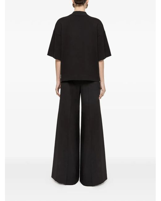 Nissa Black Ruffled Oversized Top