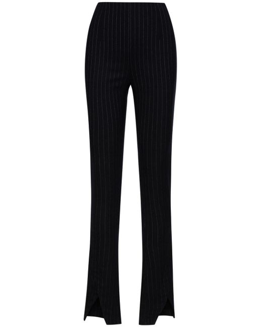 Oscar de la Renta Blue Vertical-stripe Wool Trousers