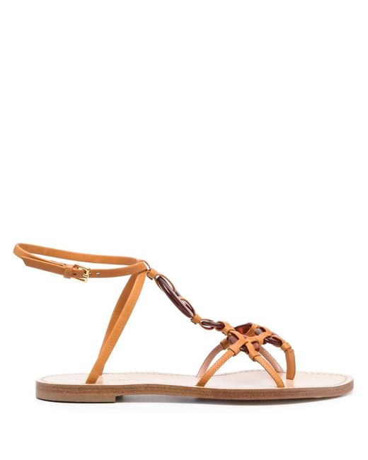 Alberta Ferretti Brown Plexi-Rings Embellished Sandals