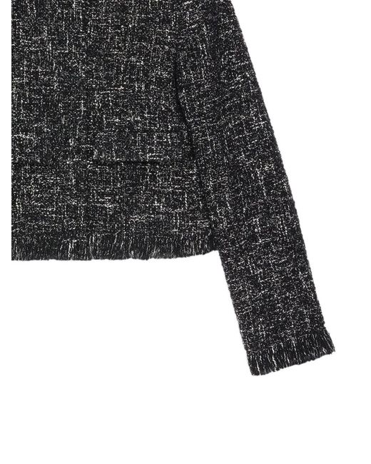 MSGM Black Frayed Bouclé Jacket