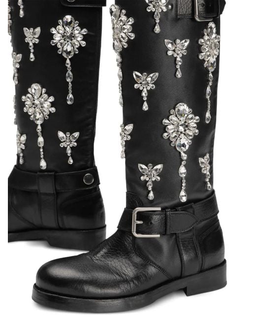 Bottines À Ornements En Cristal Dolce & Gabbana en coloris Black