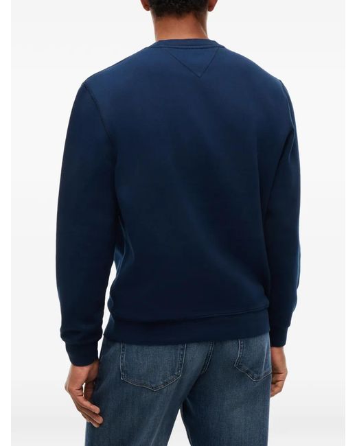 Tommy Hilfiger Blue Logo-Patch Crew-Neck Sweater for men