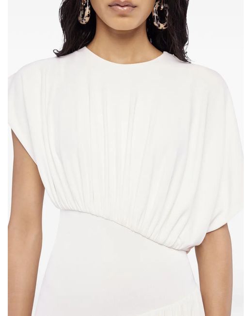 Rabanne White Textured Ruched Asymmetric Dress