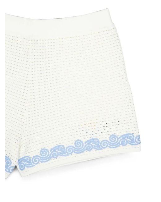 Casablanca White Oasis Crochet-Knit Shorts
