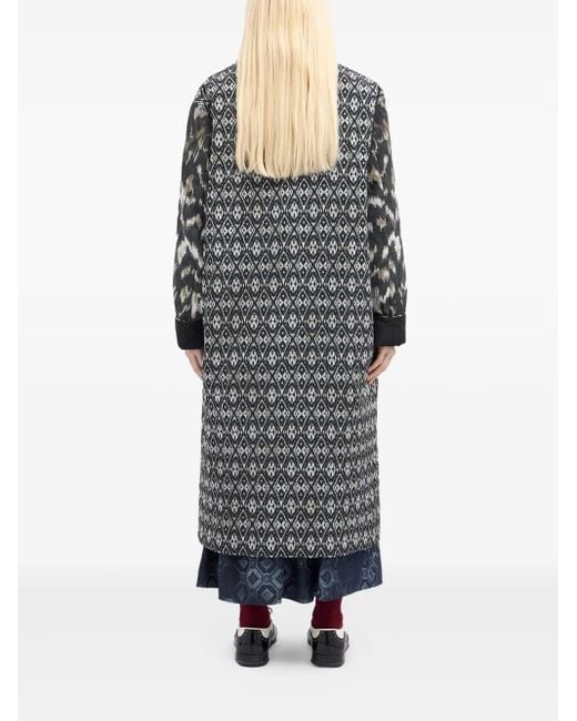 Pierre Louis Mascia Gray Ikat-Pattern Buttoned Coat